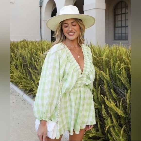 Mable Green Gingham Romper - Picture 3 of 3